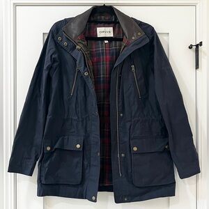 Orvis Navy Blue River Road Waxed Cotton Waterproof Rain Jacket - Size S